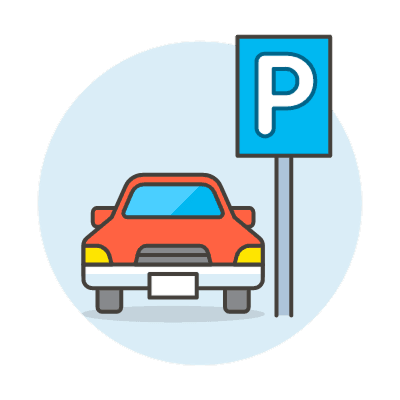 Car next to parking sign